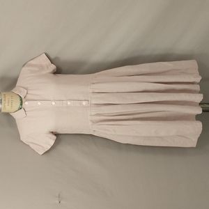 OffOn 100% Linen Dress High Quality Ethical Sustainable Pastel Pink Pleated Midi